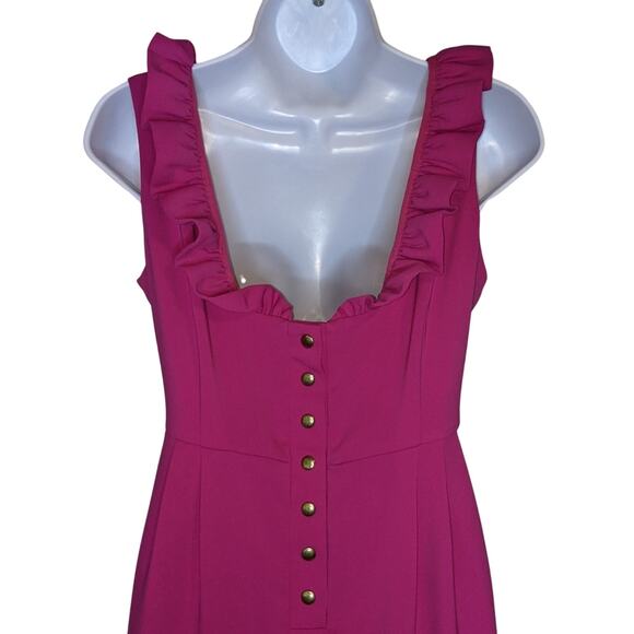 Camilyn Beth Fuchsia Ruffle Neckline Scoop Back Empire Waist The Go Go Dress 2 - Picture 10 of 14